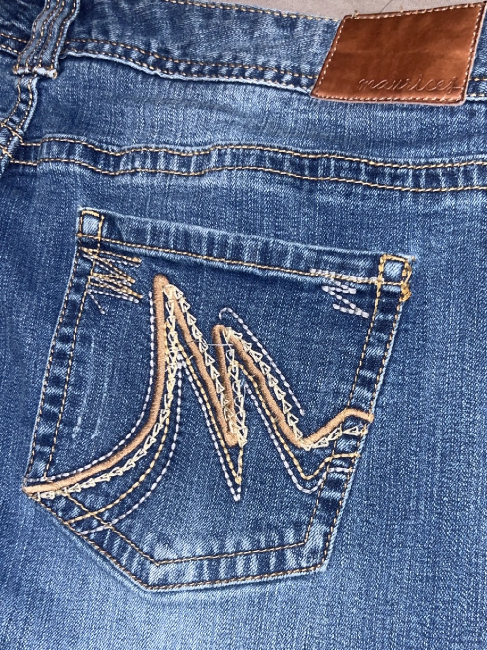 Maurices Blue Skinny Jeans with Embroidered Back Pocket